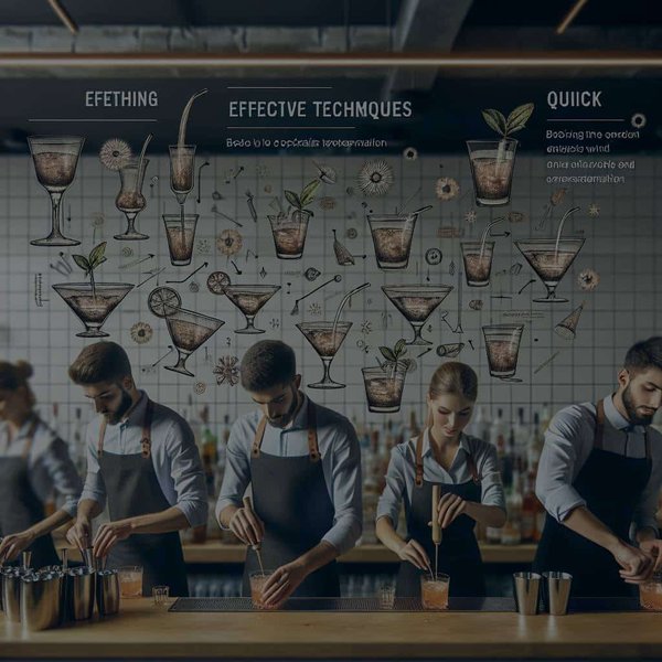 Quelles techniques utiliser pour améliorer l'efficacité de la préparation des cocktails dans un bar très fréquenté ?
